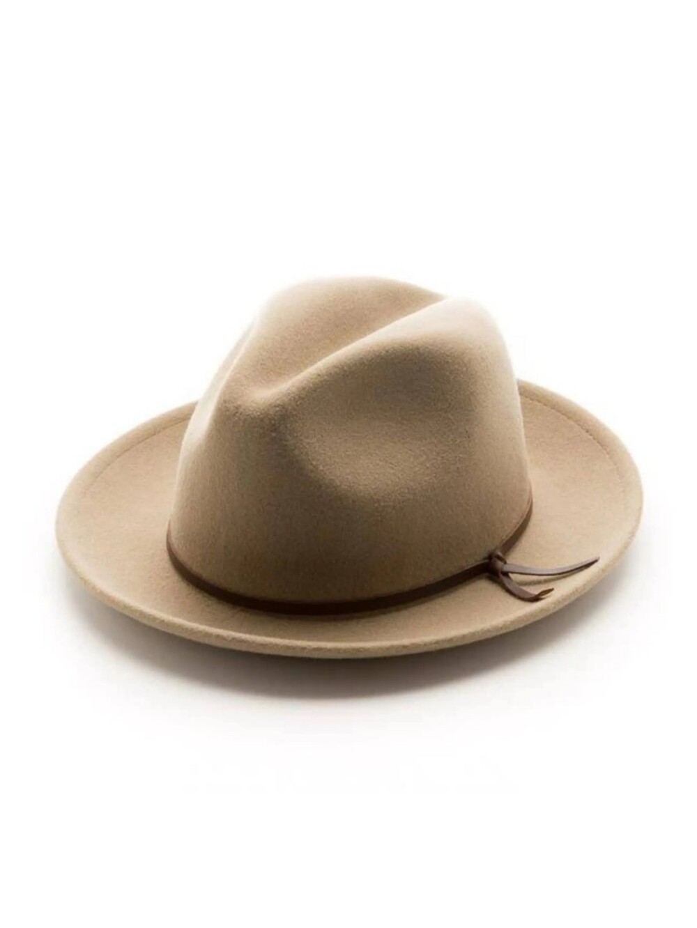 YELLOW 108 Beige Wool Fedora Hat Leather Band New Made in USA Size Large